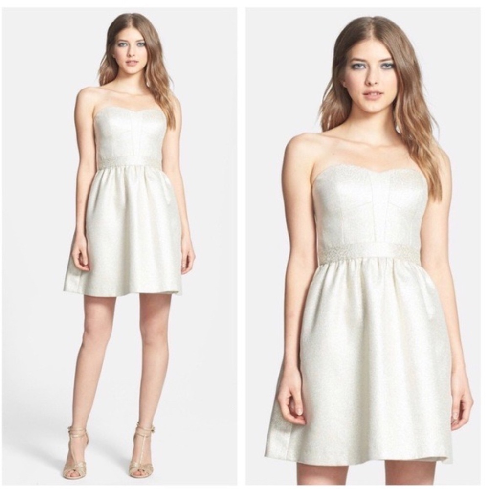 AIDEN MATTOX METALLIC GOLD Jacquard Cocktail Dress